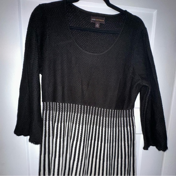 Dana Buchman Black and Cream Ribbed Knit Sweater Dress - women's Size XL - Picture 6 of 11
